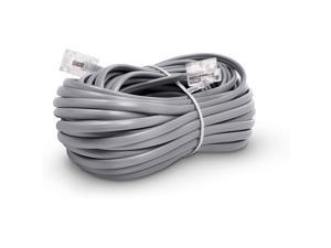 Phone Line Cord 100 Feet - Modular Telephone Extension Cord 100 Feet - 2 Conductor (2 pin, 1 line) Cable - Works Great with FAX, AIO, and Other Machines - Grey Phone Line Cord 100 Feet - Modular Telephone Extension Cord 100 Feet - 2 Conductor (2 pin, 1 line) Cable - Works Great with FAX, AIO, and Other Machines - Grey
