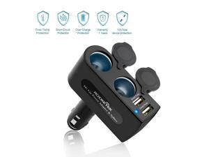 Rocketek 2-Socket Car Splitter Cigarette Lighter Adapter Multi Power Outlet 12/24V 90W with 3.1A 2 USB Car Charger Adapter, Cigarette Lighter Splitter Adapter for iPhone ipad Cell Phone Tablet GPS Rocketek 2-Socket Car Splitter Cigarette Lighter Adapter Multi Power Outlet 12/24V 90W with 3.1A 2 USB Car Charger Adapter, Cigarette Lighter Splitter Adapter for iPhone ipad Cell Phone Tablet GPS
