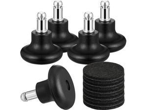 Bell Glides Replacement Office Chair Wheels Stopper Office Chair Swivel Caster Wheels, 2 Inch High Profile Stool Bell Glides with Separate Self Adhesive Felt Pads, 5 Pieces (Black)