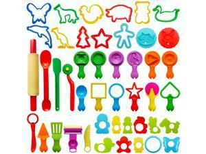 FRIMOONY Play Dough Tools for Kids, Various Plastic Moulds, Assorted Colors, 45 Pieces