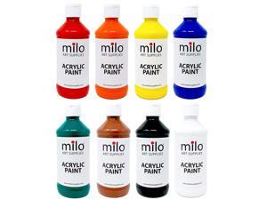 milo Acrylic Paint Set of 8 Colors 8 oz Bottles | Artist Student Acrylics Fluid Painting Art Set | Made in The USA milo Acrylic Paint Set of 8 Colors 8 oz Bottles | Artist Student Acrylics Fluid Painting Art Set | Made in The USA