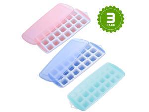 Ice Cube Trays with Lids BPA Free,Food Grade Flexible Silicone 63 Ice Cube Tray,Easy Release,Stackable and Dishwasher Safe,Ice Cube Mold for Whiskey,Cocktails,Baby Food and Frozen Treats,By FX
