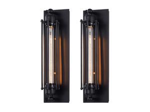 Pauwer Industrial Wall Sconces Set of 2 Wire Cage Wall Sconce Lamps Black Vintage Edison Wall Light Fixtures (17.32" x 5.12", Pack of 2) Pauwer Industrial Wall Sconces Set of 2 Wire Cage Wall Sconce Lamps Black Vintage Edison Wall Light Fixtures (17.32" x 5.12", Pack of 2)