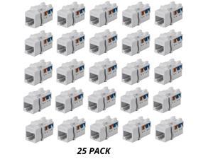 25x Cat6A Keystone Jack RJ45 90 Degree Unshielded Punch Down 110 Dual IDC White 25x Cat6A Keystone Jack RJ45 90 Degree Unshielded Punch Down 110 Dual IDC White