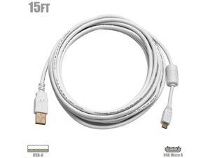 15FT USB Type A Male to 5-Pin Micro B Male Data Charge Cable Gold 28/24AWG White 15FT USB Type A Male to 5-Pin Micro B Male Data Charge Cable Gold 28/24AWG White