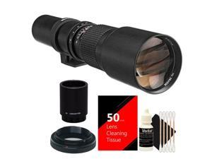 Bower 500mm/1000mm f/8 Telephoto Lens for Nikon D3100 D3200 D3300 + 2X Converter