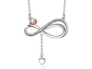 CELESTIA Sterling Silver Infinity Heart Necklace for Women Gold-Plated Rose Flow CELESTIA Sterling Silver Infinity Heart Necklace for Women Gold-Plated Rose Flow