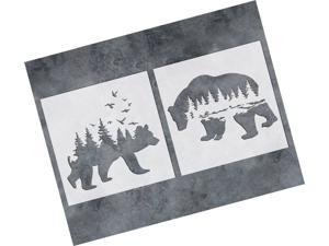 Reusable Stencil for Walls GSS Designs Mountain Forest Bear Stencil 2 Pack 