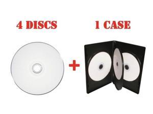 4 White Inkjet Printable DVD+R DL Dual Layer Disc + 4 Disc 14mm DVD Case