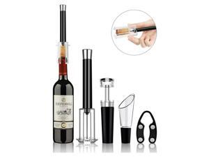 4 Pcs Wine Air Pressure Pump Opener Set Bottle Cork Cap Remover with Foil Cutter