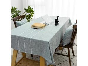 Home Brilliant Striped Table Cloth (52 x 102) Faux Linen Table Cover for Kitchen