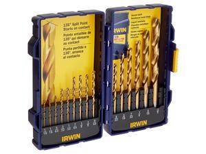 Irwin Tools 4935607 Titanium Coated High-Speed Steel Drill Bit Set, Pro Case, 15-Piece