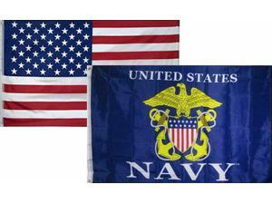 Navy Served With Pride Flag 3'x5' 2 Pack 3x5 Wholesale Combo USA American & U.S 