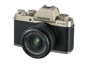 Fujifilm X-T100 Mirrorless Digital Camera, Gold w/XC15-45mm PZ OIS Lens Fujifilm X-T100 Mirrorless Digital Camera, Gold w/XC15-45mm PZ OIS Lens