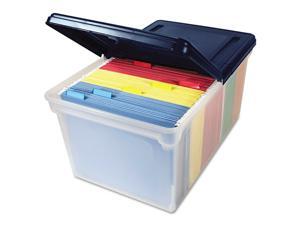 Advantus File Tote With Hinged Lid, Letter, Plastic, Clear/navy 55797 New Advantus File Tote With Hinged Lid, Letter, Plastic, Clear/navy 55797 New