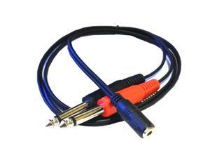 3.5mm Female Plug to 2 6.35mm TRS Mono Male Jack Audio Socket Adapter Cable - 1M 3.5mm Female Plug to 2 6.35mm TRS Mono Male Jack Audio Socket Adapter Cable - 1M
