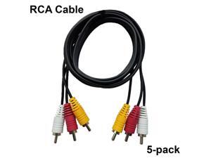 Lot of 5 (Five) 6 FT Premium 3 RCA Composite Male to Male Audio Video AV Cable