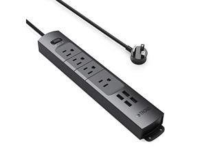 Wall Mount 5ft Long Extension Cord 4000J 20W Quick Charge 3.0 & USB C Power Delivery 13AC Widely-Spaced Outlets Expansion with 4 USB Ports TROND USB C Power Strip Surge Protector Flat Plug 