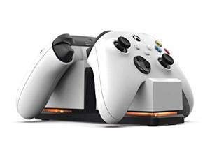 powera dual charging station for xbox - white with black base, wireless controller charging, charge, rechargeable battery, xbox series x|s, xbox one - xbox series x