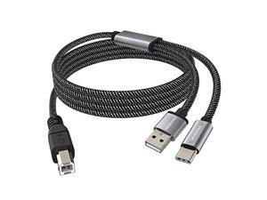 moswag 2in1 usb printer cable 3.28ft/1m with usb c to midi cable printer cable,usb midi cable usb c to usb b midi cable,cable,compatible with music instrument,piano,midi keyboard,usb microphone