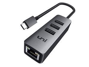 usb c to ethernet adapter, uni usb-c hub with rj45 gigabit port, type c to usb 3.0 multiport adapter 4 in 1 for macbook pro/air, chromebook, ipad pro, xps 15/13, surface book 2 and more usb c to ethernet adapter, uni usb-c hub with rj45 gigabit port, type c to usb 3.0 multiport adapter 4 in 1 for macbook pro/air, chromebook, ipad pro, xps 15/13, surface book 2 and more