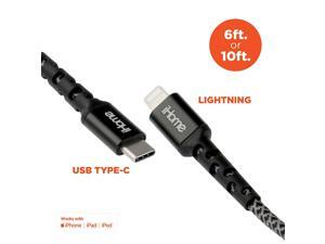iHome 10 ft USB C to Lightning Cable: Nylon Braided, Apple MFi Certified, Supports Power Delivery for iPhone 11/11 Pro/11 Pro Max/XR/XS/XS Max/8/8 Plus (w/18W Type C Charger) - Black iHome 10 ft USB C to Lightning Cable: Nylon Braided, Apple MFi Certified, Supports Power Delivery for iPhone 11/11 Pro/11 Pro Max/XR/XS/XS Max/8/8 Plus (w/18W Type C Charger) - Black