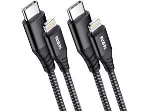 ESR 2 Pack USB-C to Lightning Cable, 6.6ft MFi Certified, Braided Nylon Power Delivery Fast Charging for iPhone SE/11/11 Pro/11 Pro Max/XR/XS Max/XS/X/8, AirPods Pro,Use with Type-C Chargers,Black ESR 2 Pack USB-C to Lightning Cable, 6.6ft MFi Certified, Braided Nylon Power Delivery Fast Charging for iPhone SE/11/11 Pro/11 Pro Max/XR/XS Max/XS/X/8, AirPods Pro,Use with Type-C Chargers,Black