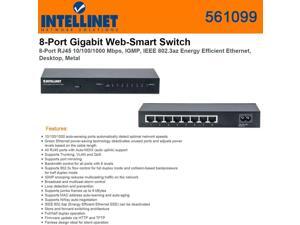 Intellinet Network (561099) 8-Port RJ45 10/100/1000 Mbps Gigabit Web-Smart Switch, Metal, IEEE 802.3az (Energy Efficient Ethernet) Intellinet Network (561099) 8-Port RJ45 10/100/1000 Mbps Gigabit Web-Smart Switch, Metal, IEEE 802.3az (Energy Efficient Ethernet)