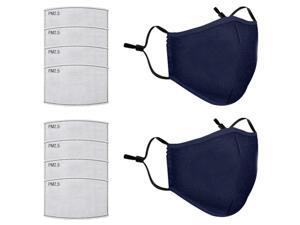 2PCS Face Mask With 8 Replacement Filters PM2.5 Black Reusable Unisex Cotton 2PCS Face Mask With 8 Replacement Filters PM2.5 Black Reusable Unisex Cotton