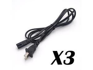 3 Pack US 2 Prong 2Pin AC Power Cord Cable Charge Adapter PC Laptop PS2 PS3 Slim