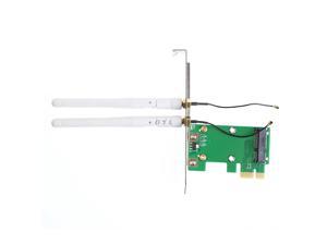 Wireless Wifi Network Card Mini PCI-E To PCI-E 1X Desktop Adapter + 2 Antennas Wireless Wifi Network Card Mini PCI-E To PCI-E 1X Desktop Adapter + 2 Antennas