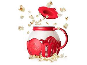 ecolution micro-pop microwave popcorn popper 3qt - temperature safe glass w/multi purpose lid, family size, red ecolution micro-pop microwave popcorn popper 3qt - temperature safe glass w/multi purpose lid, family size, red