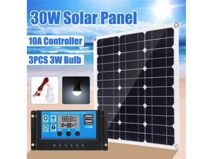 30W Solar Panel 18V+12/24V 10A USB controller+3PCS 3W 12V Led Light Solar Charger Battery for Car Boat Solar System kits 30W Solar Panel 18V+12/24V 10A USB controller+3PCS 3W 12V Led Light Solar Charger Battery for Car Boat Solar System kits
