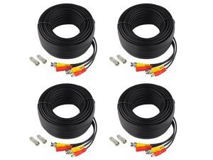 SatelliteSale 2-in-1 CCTV Security Camera Siamese Cable BNC DC Power Video Wire 4pcs 100 Feet