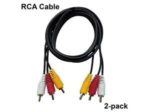 Lot of 2 (Two)6 FT Premium 3 RCA Composite Male to Male Audio Video AV Cable VCR