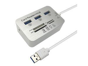 wumedy USB 2.0 Hub 3 Ports USB Card Reader Hub 2.0 480Mbps for MS/M2/SD/MMC/TF USB Cables 