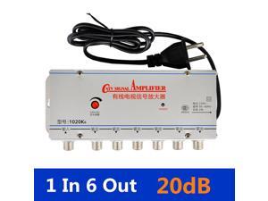 US Plug 1 in 6 out CATV TV Video Signal Amplifier AMP Antenna Signal Booster Splitter AC 220V 50-60Hz TV Antenna US Plug 1 in 6 out CATV TV Video Signal Amplifier AMP Antenna Signal Booster Splitter AC 220V 50-60Hz TV Antenna