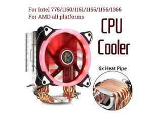 Red CPU Cooler 6 Copper Heatpipes RGB 120mm CPU Fan Cooling Heatsink for Intel LGA 775/1150/1151/1155/1156/1366 AMD AM2/AM3/AM4 Red CPU Cooler 6 Copper Heatpipes RGB 120mm CPU Fan Cooling Heatsink for Intel LGA 775/1150/1151/1155/1156/1366 AMD AM2/AM3/AM4
