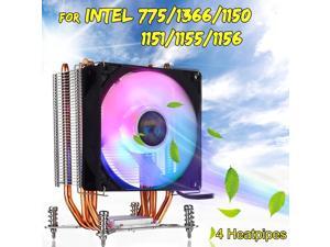 90mm Fan Cooling with RGB Light 4 Heatpipes CPU Cooler Heatsink Radiator for Intel LGA 775/1150/1151/1155/1156/1366 90mm Fan Cooling with RGB Light 4 Heatpipes CPU Cooler Heatsink Radiator for Intel LGA 775/1150/1151/1155/1156/1366