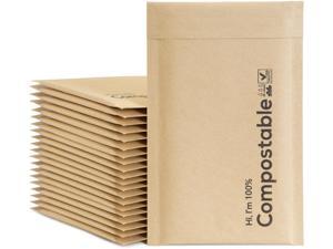 4x8 100% Biodegradable Bubble Mailers,25 Count Kraft Brown #000 Compostable Padded Packaging Wrap Envelopes Pouches Eco Friendly Self Seal Bags