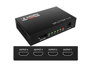HDMI Splitter 1 in 4 Out V14 Powered 1x4 Ports Box Supports 4K30Hz Full Ultra HD 1080P and 3D Compatible with PC STB Xbox PS4 Fire Stick Roku BluRay Player HDTV 1 Input to 4 Outputs HDMI Splitter 1 in 4 Out V14 Powered 1x4 Ports Box Supports 4K30Hz Full Ultra HD 1080P and 3D Compatible with PC STB Xbox PS4 Fire Stick Roku BluRay Player HDTV 1 Input to 4 Outputs