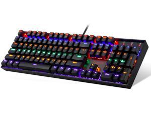 Redragon K551 Mechanical Gaming Keyboard with Clicky Cherry MX Blue Switches Equivalent Steel Aluminum Series Vara 104 Keys Wired Computer Keyboard for Windows PC Games (Black RED LED Backlit)
