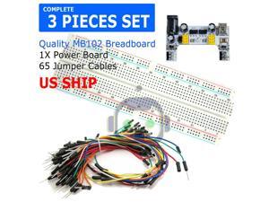 Breadboard MB-102 Power Supply 65Pcs Jumper Cables Wires 170 400 830 Tie Points Breadboard MB-102 Power Supply 65Pcs Jumper Cables Wires 170 400 830 Tie Points