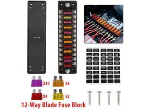 12Way Blade Fuse Box Block Holder Terminal Circuit for Car Boat Waterproof 0-32V