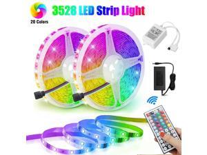 32.8FT 25M RGB 3528 SMD 600 LED Strip Light 44 Key Remote 12V DC Power Full Kit 32.8FT 25M RGB 3528 SMD 600 LED Strip Light 44 Key Remote 12V DC Power Full Kit