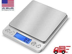 Food Scale,Digital Kitchen Scale Weight Grams and oz for Cooking Baking, 1g/0.1oz Precise Graduation, Stainless Steel and Tempered Glass, Size: 9