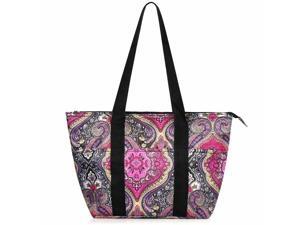 Insulated Lunch Tote Double handles Bag For Picnic Food Box - Purple Paisley Insulated Lunch Tote Double handles Bag For Picnic Food Box - Purple Paisley