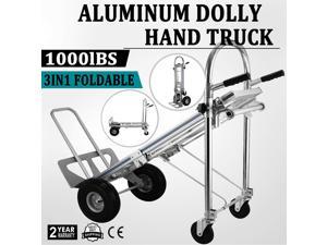Aluminum Folding Hand Truck 3 In 1 Convertible 1000lbs Capacity Industrial Cart