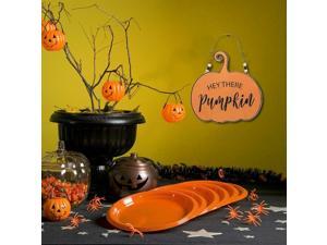 HEY THERE Pumpkin Autumn SIGN Wall Door Hanger Plaque Welcome Halloween Decor
