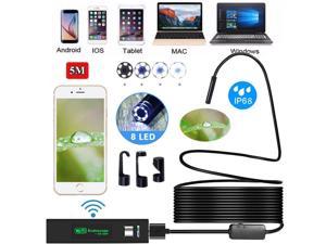 5M 8LED Wireless Endoscope WiFi Borescope Inspection Camera for iPhone Android